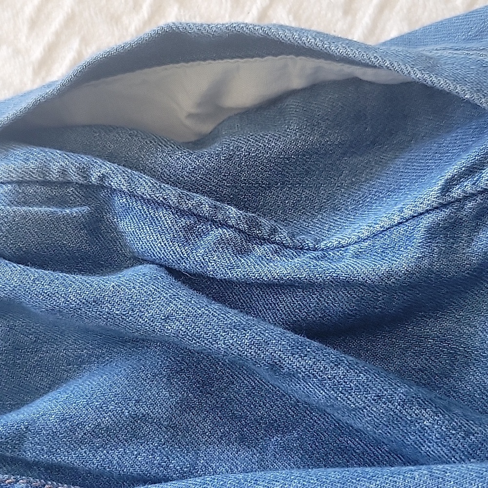 Old Navy Button Down Denim Dress pockets short sleeve chambray preppy sz MEDIUM - Picture 8 of 8